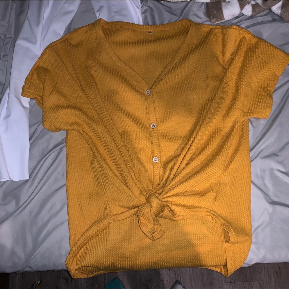 yellow tie-up top